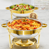 WARMOUNTS Gold Chafing Dishes for Buffet, Stainless Steel Chafing Dish Buffet Set 5QT