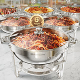 CD67 Chafing Dish Buffet Set, 5QT Round Glass Stainless