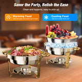Chafing Dish Buffet Set, 5QT 2 Pack Gold Accent Stainless Steel