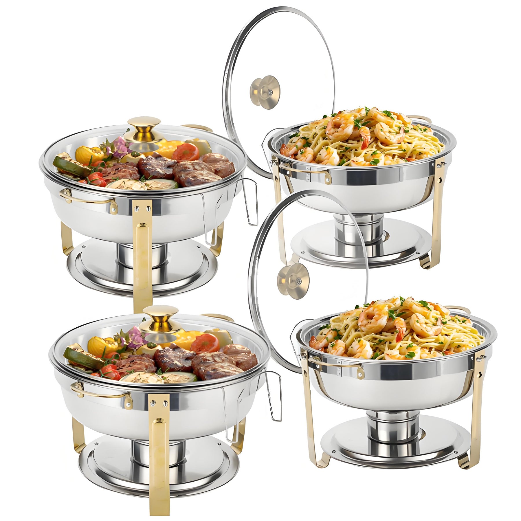 chafing-dish-buffet-set-5-qt-gold-accent-stainless-steel-with-glass-lid-4-pack