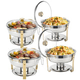 chafing-dish-buffet-set-5-qt-gold-accent-stainless-steel-with-glass-lid-4-pack