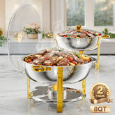 DBS-R-22 Chafing Buffet Set, 9QT Large Capacity Round Gold Chafer