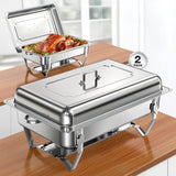 WARMOUNTS Chafing Dishes for Buffet 9QT 2 Pack, Easily Assemble Food Grade 430 Stainless Steel Chafing Dish Buffet Set w/Foldable Frame, No Finger Cut Chafers for Catering, Party (Full Size Pan)