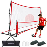 WARMOUNTS 2-IN-1 Portable Soccer Trainer Rebounder Net with Carrying Bag, 73"x49" Soccer Bounce Back Net for Solo/Team Practice, Soccer Training Net w/ Target