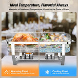 WARMOUNTS Chafing Dishes for Buffet 9QT 2 Pack, Easily Assemble Food Grade 430 Stainless Steel Chafing Dish Buffet Set w/Foldable Frame, No Finger Cut Chafers for Catering, Party (Full Size Pan)