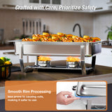 WARMOUNTS Chafing Dishes for Buffet 9QT 2 Pack, Easily Assemble Food Grade 430 Stainless Steel Chafing Dish Buffet Set w/Foldable Frame, No Finger Cut Chafers for Catering, Party (Full Size Pan)
