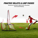 WARMOUNTS 2-IN-1 Portable Soccer Trainer Rebounder Net with Carrying Bag, 73"x49" Soccer Bounce Back Net for Solo/Team Practice, Soccer Training Net w/ Target