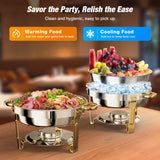 Chafing Dish Buffet Set, 5QT 2 Pack Gold Accent Stainless Steel