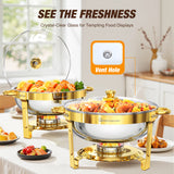 DBS-R-17 Chafing Dish Buffet Set, 5QT Gold Rolled Edge Stainless Steel