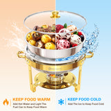 DBS-R-17 Chafing Dish Buffet Set, 5QT Gold Rolled Edge Stainless Steel