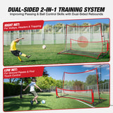 WARMOUNTS 2-IN-1 Portable Soccer Trainer Rebounder Net with Carrying Bag, 73"x49" Soccer Bounce Back Net for Solo/Team Practice, Soccer Training Net w/ Target