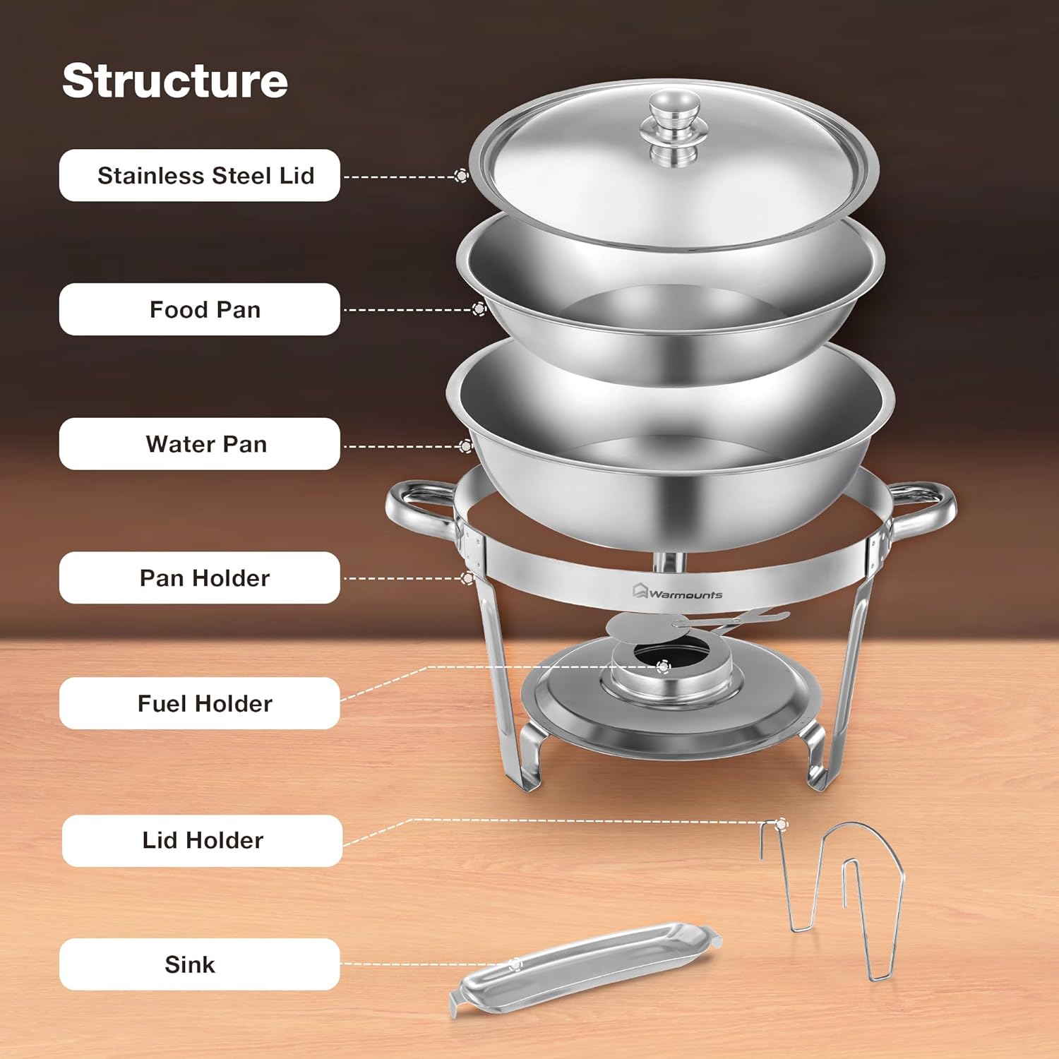 CD66 Chafing Dish Buffet Set, 5QT Stainless Steel - WARMOUNTS – Warmounts