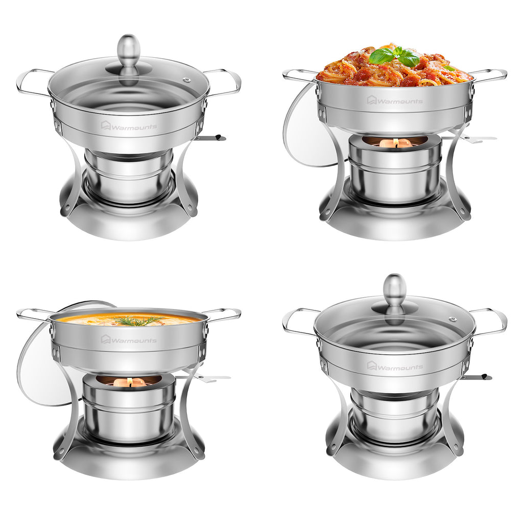 DBS-R-01 Chafing Dish Buffet Set, 1QT Round Stainless Steel