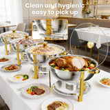 DBS-R-22 Chafing Buffet Set, 9QT Large Capacity Round Gold Chafer