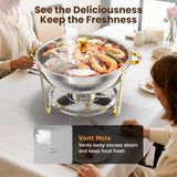 DBS-R-22 Chafing Buffet Set, 9QT Large Capacity Round Gold Chafer