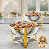DBS-R-22 Chafing Buffet Set, 9QT Large Capacity Round Gold Chafer