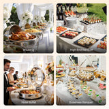 DBS-R-24 Chafing Buffet Set, 6QT Gold Round with Glass Lid