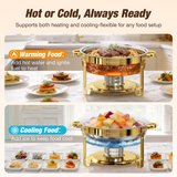DBS-R-24 Chafing Buffet Set, 6QT Gold Round with Glass Lid