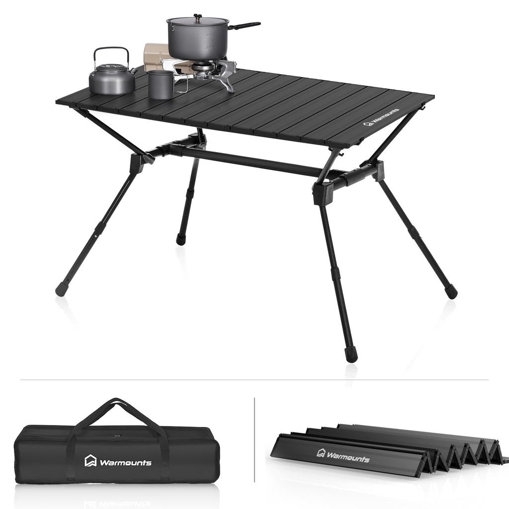 Camp Field Aluminum Folding Table - Adjustable Height Portable Camping & Picnic Table