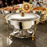 Chafing Dish Buffet Set, 5QT 2 Pack Gold Accent Stainless Steel
