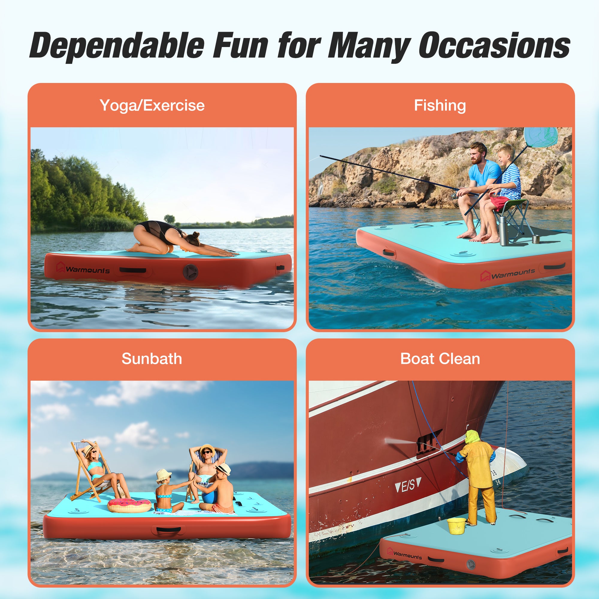 Inflatable Floating Air Dock, 5*6/8*6/10*6ft Water Raft - Warmounts