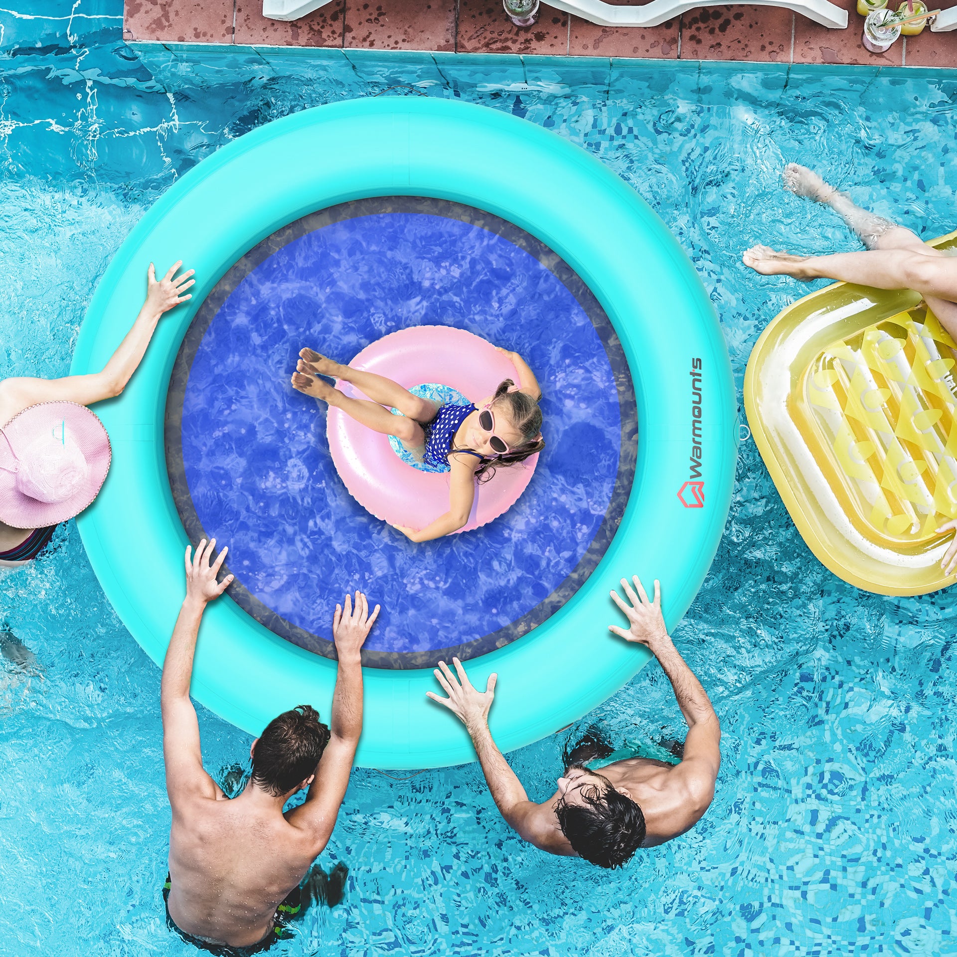 Inflatable Water Hammock Floating Dock, 6'/8' Round Inflatable Raft ...