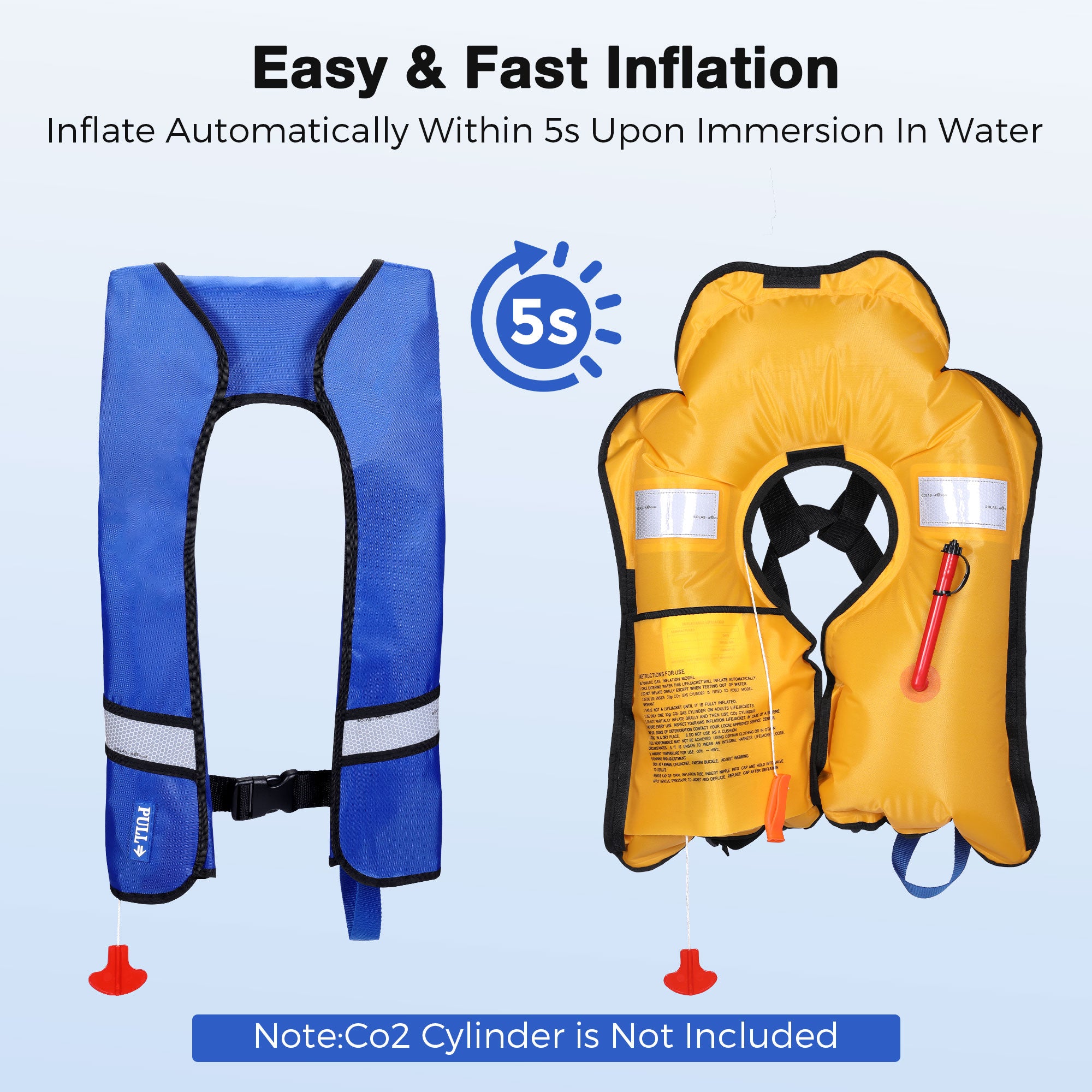 Automatic Inflatable Life Jacket, with 2 Reflectors - Warmounts