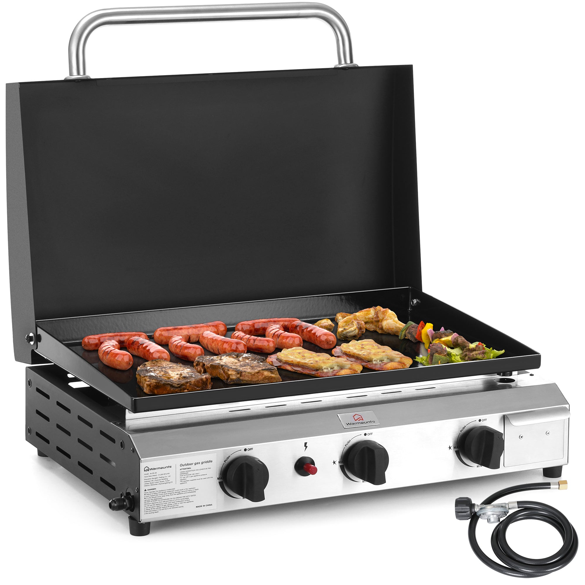 w-pg-02-propane-gas-griddle-3-burner-21000-btu-with-lid-front-view
