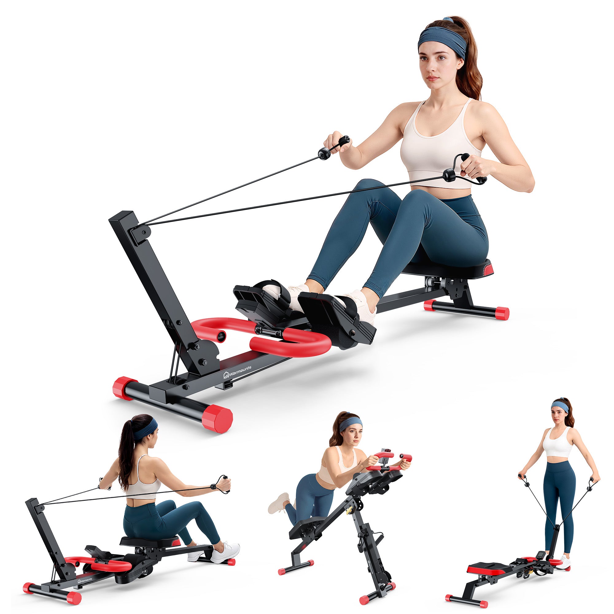 Ab Machine, 4 in 1 Foldable Rowing Full Body Trainer - WARMOUNTS ...