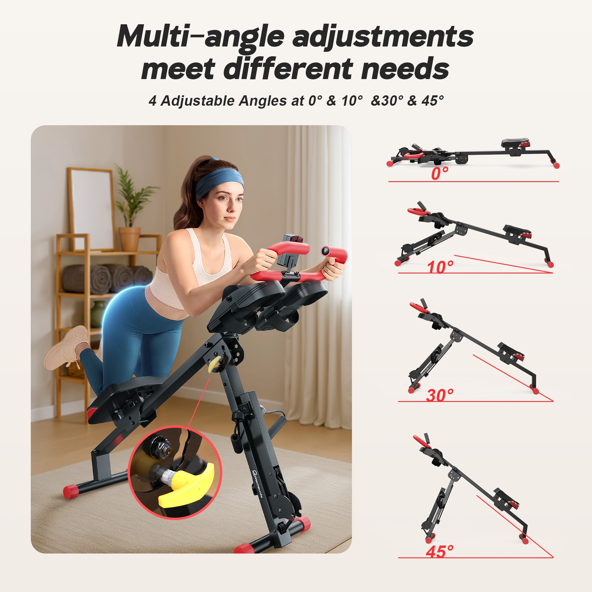 Ab Machine, 4 in 1 Foldable Rowing Full Body Trainer - WARMOUNTS